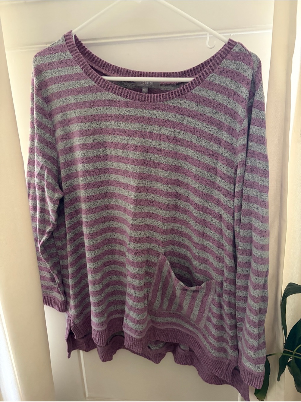 Habitat Clothes To Live In Sweater Women Soft Knit Pullover Pink Gray Size L